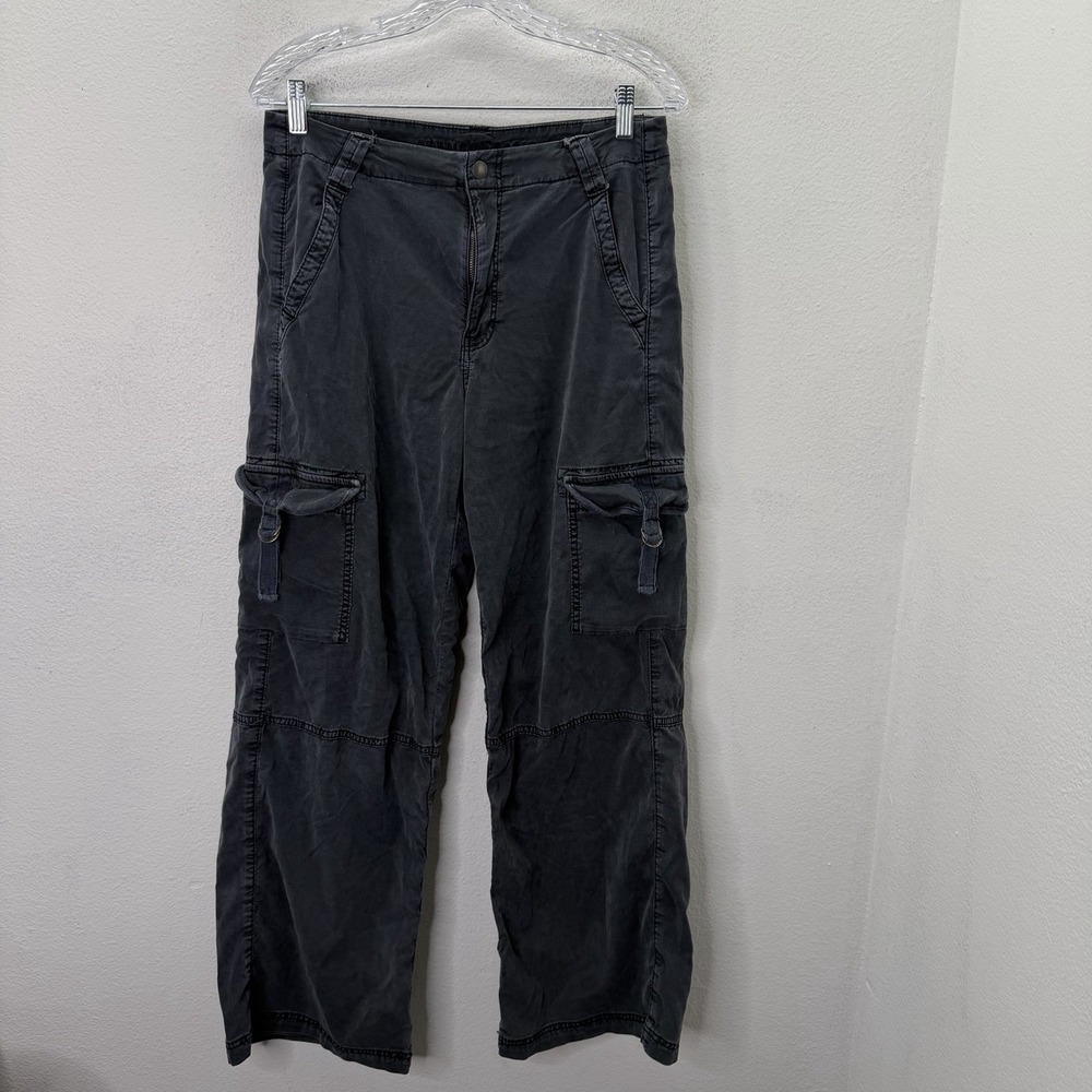 American Eagle Womens Pants Charcoal Sz 6 Super High Rise Baggy Wide Leg Cargo